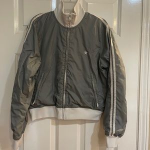 Vintage Polo Jeans Ralph Lauren Baseball Nylon Jacket Gray White Youth Large